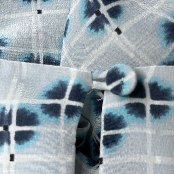 Reiss Giselle Watercolor Three-Quarter Sleeve Blue Geo Print Silk Dress Size 4 - Picture 12 of 15